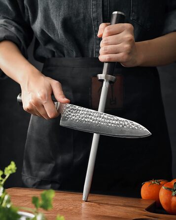 Ніж кухонний XINZUO Damaststahl 17 см, 67 шарів дамаської сталі, професійний, з ергономічною ручкою Pakkaholz, серія He (діамантовий точило)