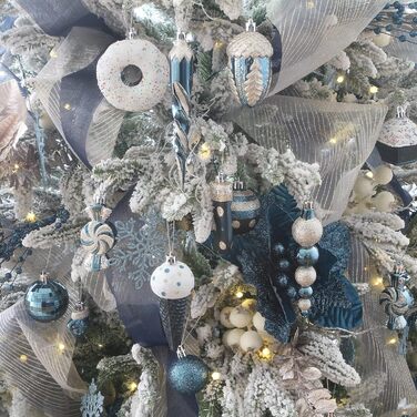 Набір прикрас для ялинки Sea Team 77 шт. – міцні кулі, прикраси, кулі-підвіски, подарункова упаковка (кам'яно-блакитний)