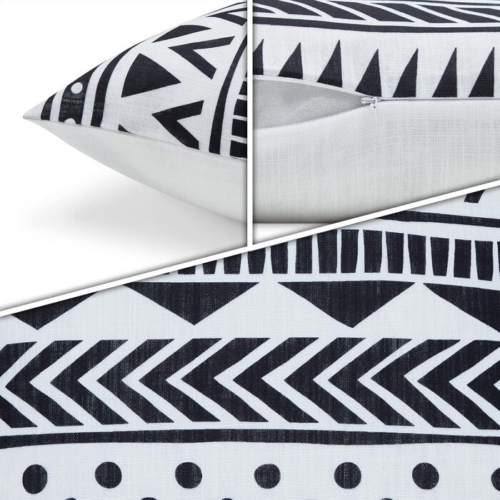 Paco Home Pillow Cover, Sofa Pillow Cover, Cushion Cover, Decorative Pillow, Throw Pillow, Couch Pillow, Modern Geometric Patterns, Color: White-Black, Sets: 4pcs Set White-black 4pcs Set