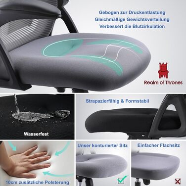 Офісний стіл Realm of Thrones CAPTAIN: ергономічний крісло з міцною сталевою основою, регульованою поперековою підтримкою та дихаючою спинкою (чорний)