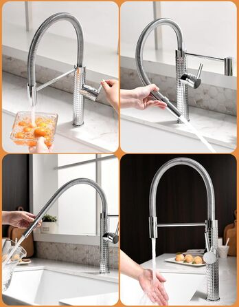 Висувна кухонна змішувач TIMACO з нержавіючої сталі, 360° поворот, одноручний, для кухонної мийки (хром)