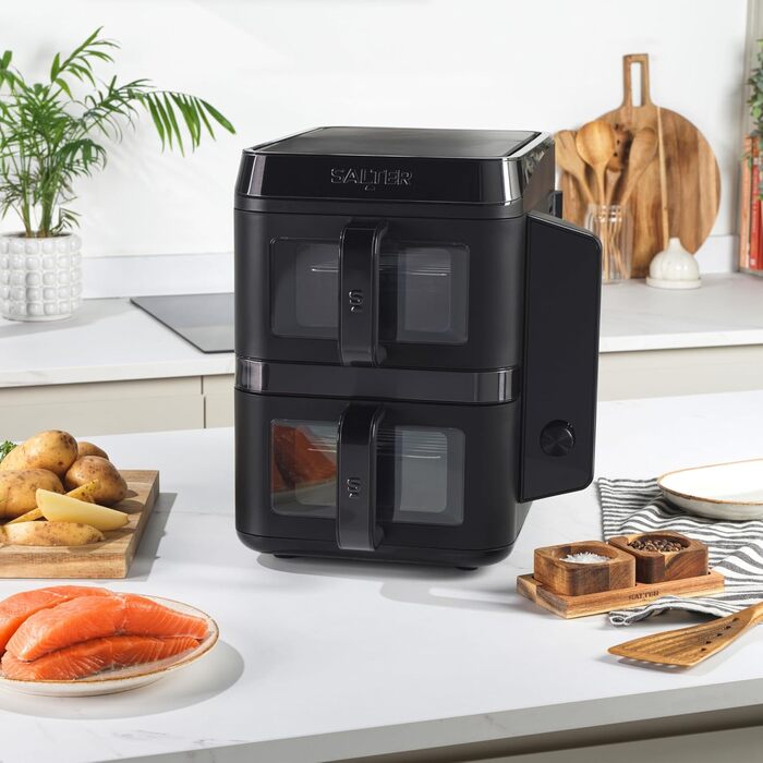 Фритюрниця Salter VertiCook View з вертикальним подвійним ящиком, 9л, 12 функцій, чорний
