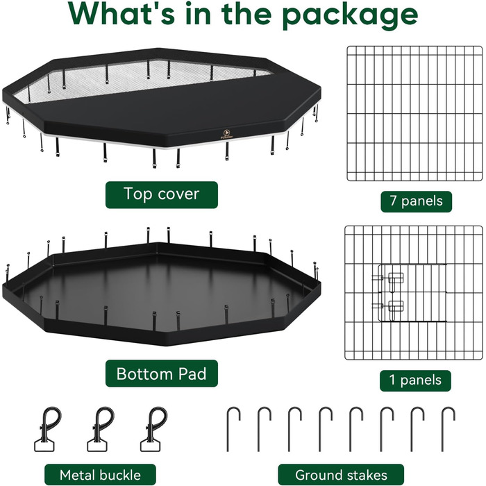 Клітка для собак PJYuCien, 8 панелей, 91.4 см, металева, складна, з підстилкою та верхньою кришкою, для дому та вулиці, підходить для середніх собак