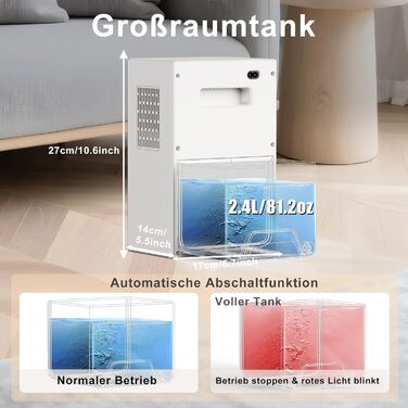 Електричний осушувач повітря 2400 мл з автоматичним відтаванням, 10 кольорів підсвічування, таймер 8/12/24 год, портативний для ванної, спальні, кухні, шафи (новий білий)