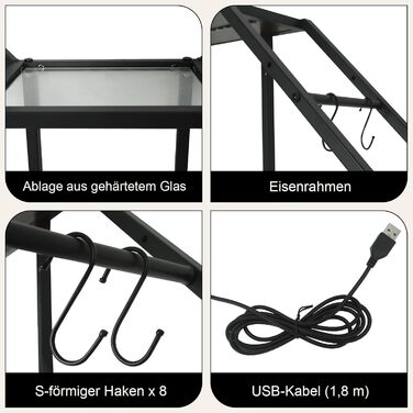 Стильне металеве вітрина для вина з LED-підсвічуванням, 3 яруси, для бару, кухні, вітальні, ресторану, чорний, 20x80 см