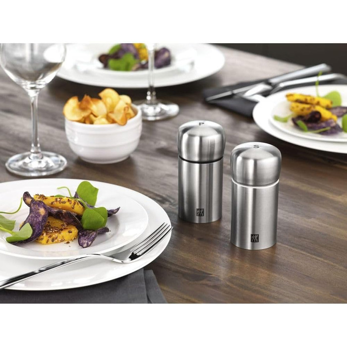 ZWILLING 39500 – 025 – 0 Spices Set 2 Salt and Pepper Grinder Set, Stainless Steel Matte