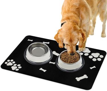 Нековзна килимок під миску для собак та котів Walant, легко миється, швидко сохне, чорний