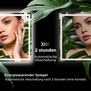 Дзеркало для ванної кімнати з підсвічуванням 50x70 см, сенсорне керування, протитуманне покриття, 3 кольори світла, регулювання яскравості, пам'ять налаштувань, матове, прямокутне