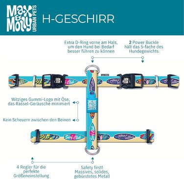 Нашийник для собак Max & Molly H-подібної форми, Ultracomfort, Tropical/M, з неопрену, для середніх собак, з м'якою підкладкою, безпечний та ультралегкий