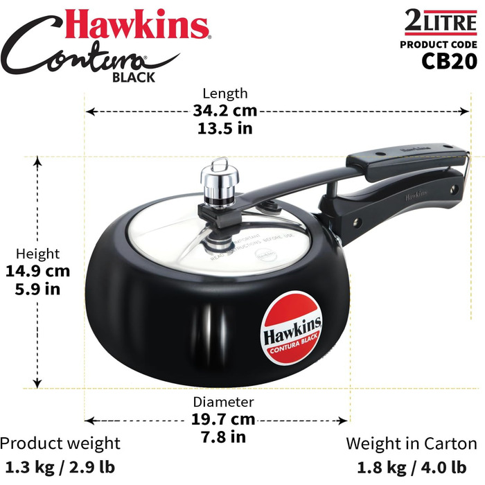 Скороварка Hawkins CB20 Contura Black, 2 л, анодована, швидкого приготування