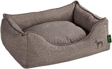 Софа для собак HUNTER Boston, зручне ліжко з двостороннім подушкою, класичний дизайн, м'яке, затишне, миється, протиковзне покриття, колір: коричневий, розмір: S (60 x 50 x 17 см)