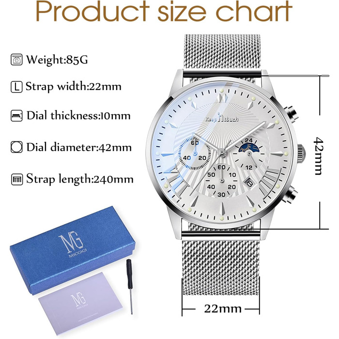 Чоловічий годинник Mode Herren Uhren: водонепроникний аналоговий кварцовий годинник з нержавіючої сталі та сітчатим ремінцем
