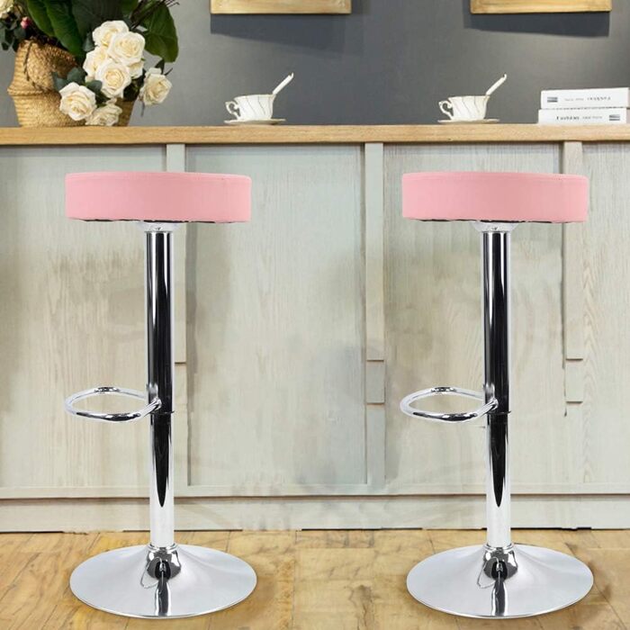 KKTONER Adjustable Height Swivel Bar Stool - SPA, Office & Beauty - PU Leather (Pink)