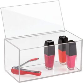 iDesign Cosmetic Organizer with Lid, Large Makeup Organizer Made of BPA-Free Plastic, Stackable Acrylic Box for Makeup, (8 x 4 x 4 inches), Clear