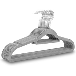 Набір вішалок для одягу UTTAM Samt - 50 шт. з кріпленням для краваток та 360° гачком, сірого кольору