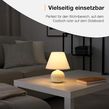 BRILLIANT Primo: Стильна настільна лампа з тканинним абажуром – для спальні, вітальні та приліжкові зони – E14, оранжевий/бежево-коричневий