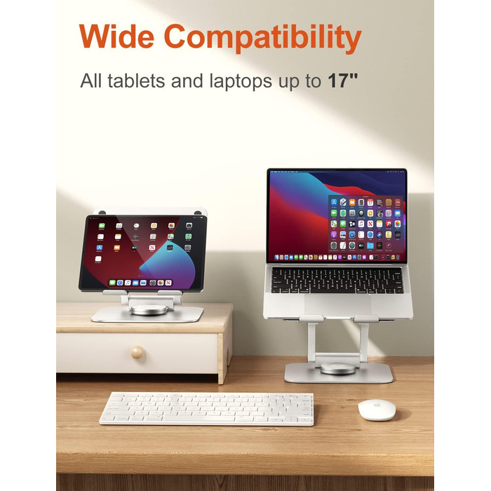 Adjustable Laptop Stand with 360° Rotation - Ergonomic Desk Stand for 10-17