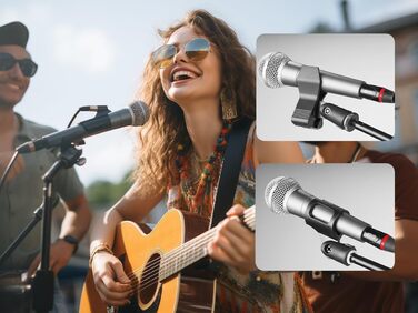 Підставка для мікрофона GUITTO з двома тримачами для смартфона/планшета, регульований кріплення, важка основа, для стрімінгу, подкастів, запису та живих виступів (GMS-04)