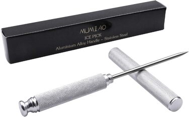 Aluminum alloy ice pick, stainless steel handle, knife with safety cover, ice tool, kitchen tool for restaurant, bar, home (silver)