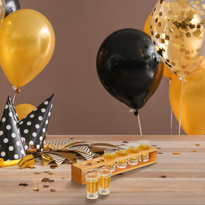 Bamboo Shot Glass Tray for 6 Glasses