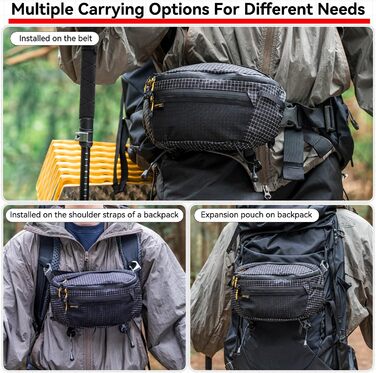 Чоловіча поясна сумка на пояс, чорна, ультралегка, водонепроникна, з нейлону, для спорту, подорожей, прогулянок з собакою