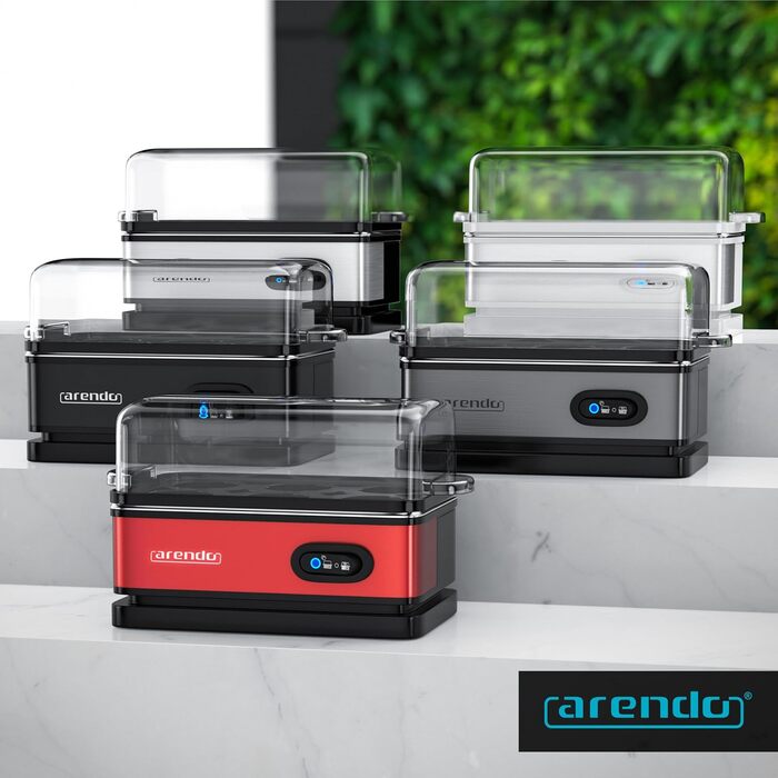 Електричний яйцеварка Arendo з нержавіючої сталі з підігрівом, регулюванням ступеня готовності та індикатором, червоний
