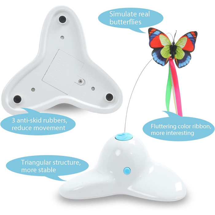 18 PCS Interactive Automatic Butterfly Cat Toy with Kitten Play Balls for House Cats Adults - 18 Pack Gift (Cream White)