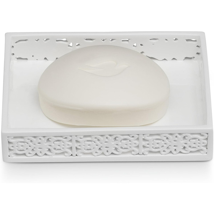 Набір аксесуарів для ванної кімнати Creative Scents – білий та сірий. 4 предмети: дозатор для мила, мильниця, тримач для зубних щіток та чашка.