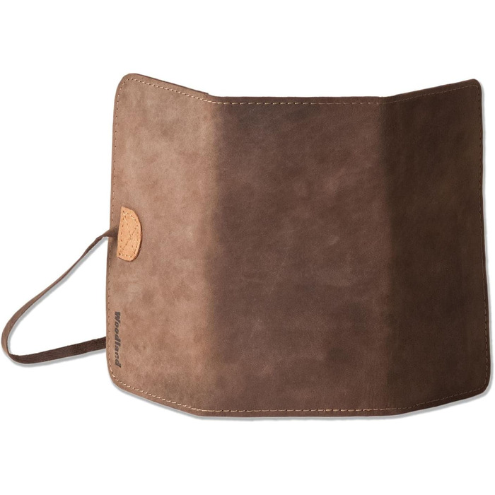 Woodland Tobacco Pipe and Accessories Case made from soft, natural unfinished buffalo leather in a taupe/dark brown-cognac combination