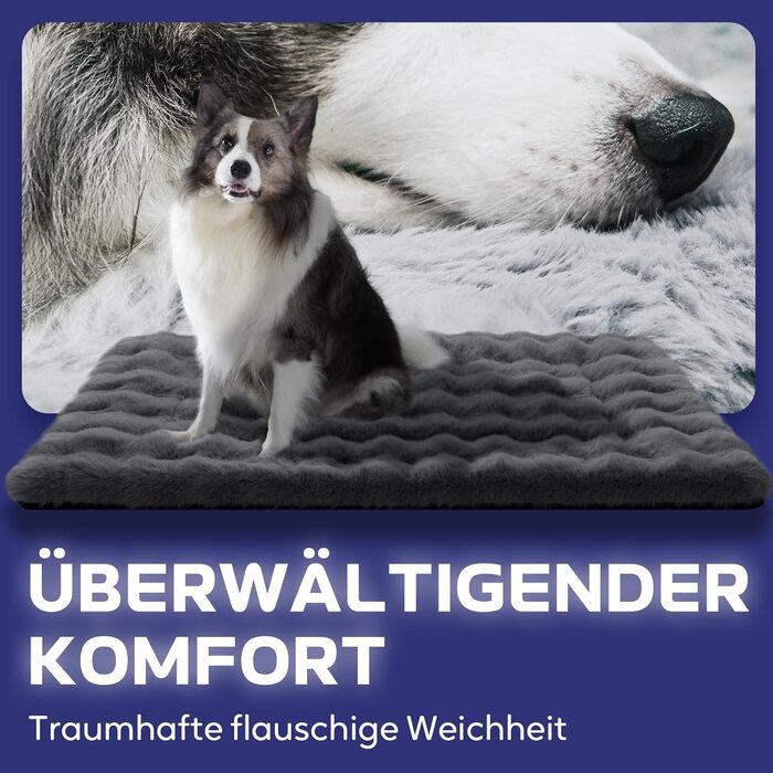 М'який килимок для собак Mora Pets: неслизький, для маленьких, середніх та великих собак, 76 x 48 см (XL: 107x71 см, темно-сірий)