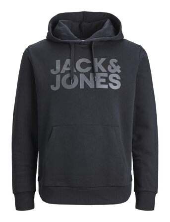 Чоловічий худі Jack & Jones Regular Fit JJEADRIAN з принтом, чорний