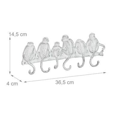 Relaxdays Monkey-Themed White Coat Rack