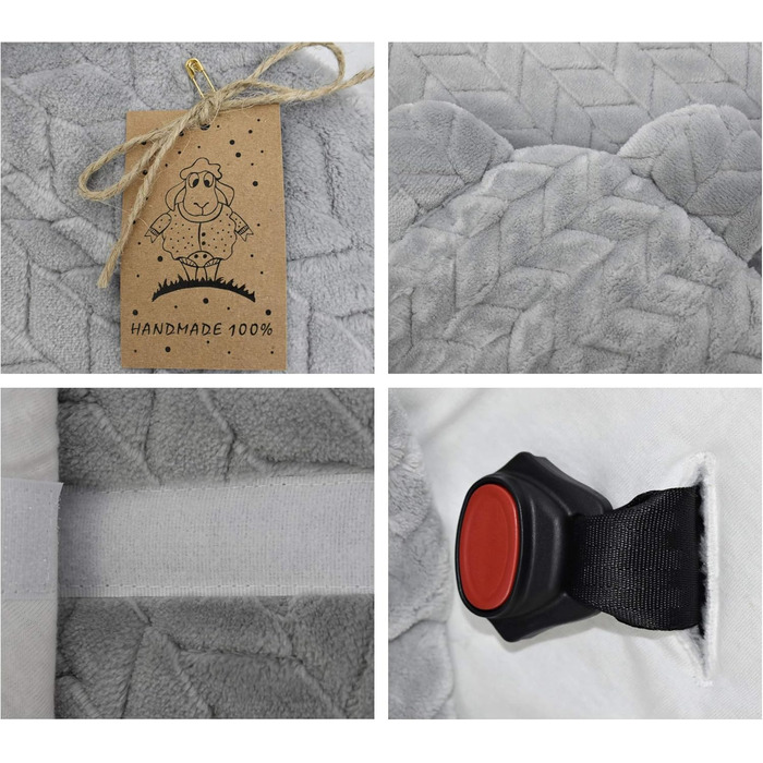 Дитяча ковдра-конверт Bo DANKA для автокрісла, коляски та Maxi Cosi, 80x80 см, з капюшоном і липучкою, універсальна, сіра, для новонароджених, зима-літо