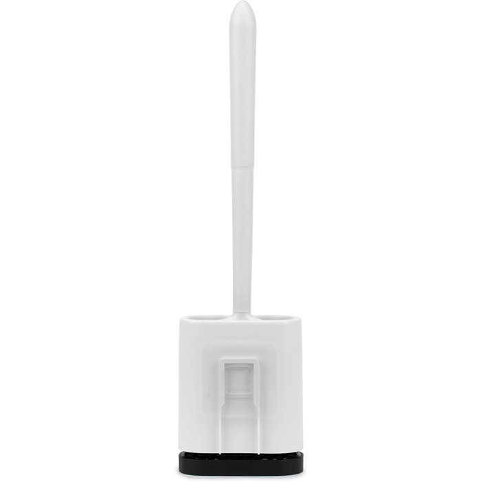 ТАТАЙ Щітка для унітазу з нержавіючої сталі з підставкою | Сучасний дизайн | З внутрішнім контейнером | Легко миється | Для гігієни у ванній кімнаті | 9 x 9 x 37 см | Силіконова щітка