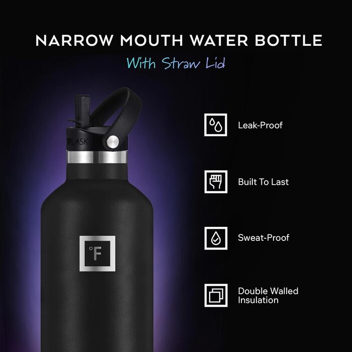 Фляга для води з нержавіючої сталі з 3 кришками - Термофляга, ізольована, без BPA, 710 мл (Cotton Candy)