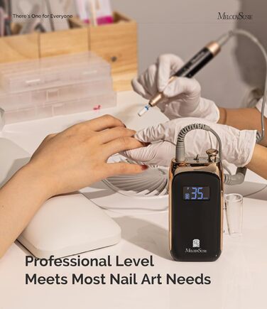 Професійний електричний нейл-дриль MelodySusie для манікюру та педикюру, акумуляторний, бездротовий, чорний