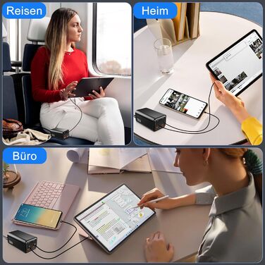 Зарядний пристрій USB-C 120W з 6 портами, GaN, сумісний з iPhone, iPad, Samsung Galaxy