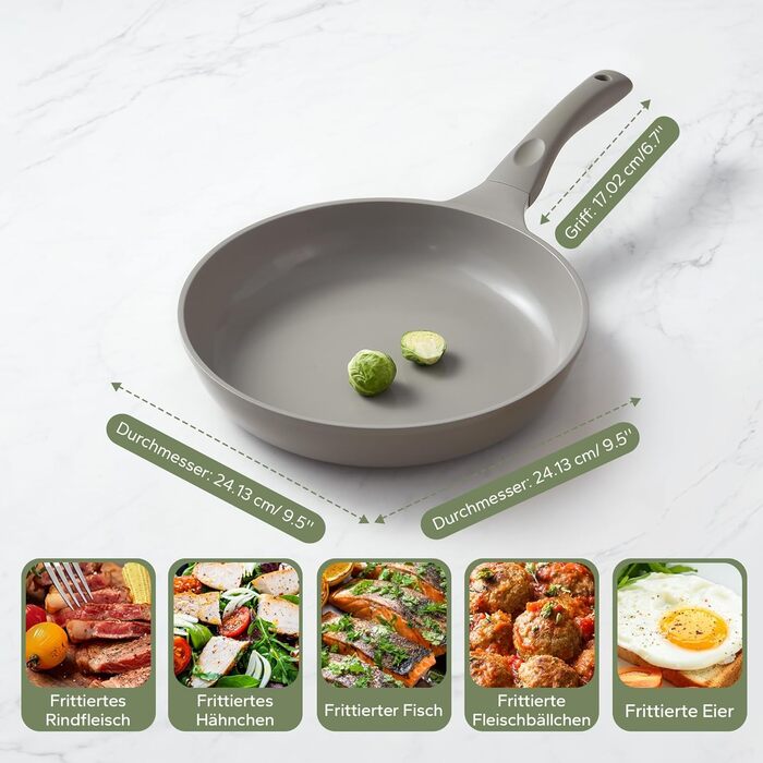 Redchef Ceramic Non-Stick Fry Pan - 28cm Induction Compatible, Omelette Pan - Chef's Quality, Scratch & Dishwasher Safe, PTFE, PFAS & PFOA Free