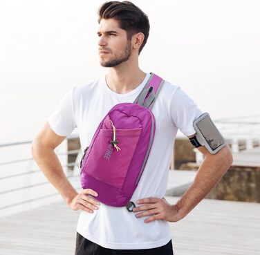 G4Free Сумка на плече, RFID-захист, кросбоді рюкзак з передньою кишенею, для походів, щоденний рюкзак, нагрудна кишеня для жінок та чоловіків (фіолетовий)