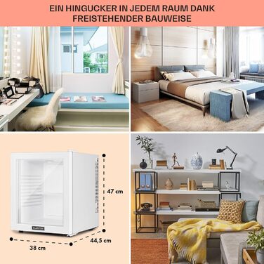 Klarstein Mini Fridge with Glass Door - Beverage, Snack & Cosmetic Cooler - Compact & Quiet - Adjustable Shelves - Skincare Fridge 12-18°C - 42L Capacity