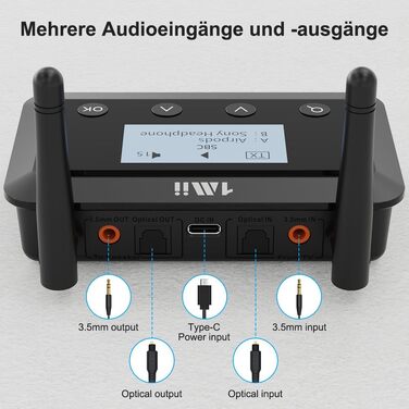 HiFi Bluetooth адаптер 1Mii B03Pro+ з підтримкою LDAC, передавач та приймач для телевізора та стереосистем