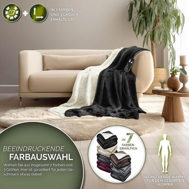 Електрична гріюча ковдра Sinnlein® з автоматичним вимкненням 160 x 120 см | 9 температурних режимів | Ковдра для ліжка, дивана | Електрична ковдра з таймером, цифровим дисплеєм, чорна