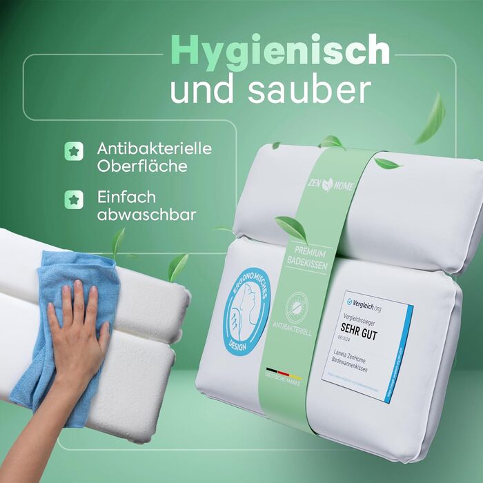 Bathtub Pillow • Ergonomic & Muscle-Relaxing Premium Bathtub Pillow • New 5D Special Foam • German Design • Climate Neutral & Sustainably Produced • Bathtub Pillow Neck Pillow Bathtub (White-4d)