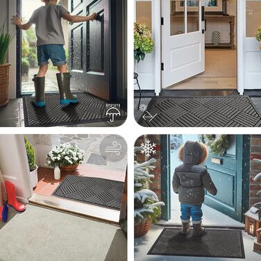 Килимок для дому та вулиці 43 x 75 см, силіконовий, антиковзаючий, пилозахисний, для входу, балкону, тераси - темно-сірий