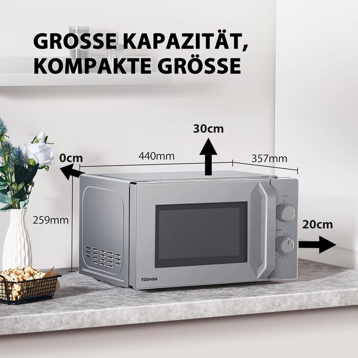 Мікрохвильова піч Toshiba MW2-MM20PF(BK) 20L, 800W, чорна, з функцією розморожування та LED-підсвічуванням