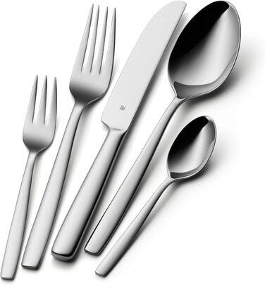 WMF Palma Cutlery Set, 12 Place Settings, 60-Piece Dinner Set, Monobloc Knives, Polished Cromargan Stainless Steel, Shiny, Dishwasher-Safe, 60-Piece Single