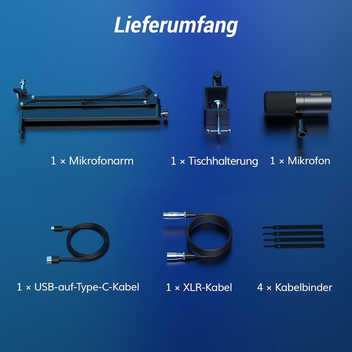 Мікрофон TONOR TD510+ для запису та стрімінгу: XLR/USB, динамічний, з кріпленням та кнопкою Mute, чорний