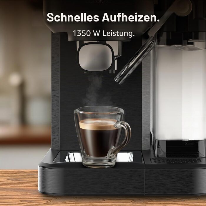 Кавомашина еспресо Cecotec Power Espresso 1350 Вт, 20 бар, сенсорний дисплей, резервуар 1.5л, капучинатор, подвійний холдер