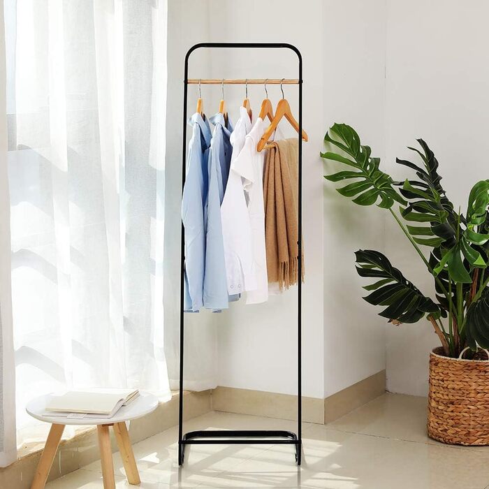 Clothes Rack, Stable Coat Rack, Slim Coat Rack, Metal Coat Rack for Bedroom, L16 x B16 x H55 Inches, Black…