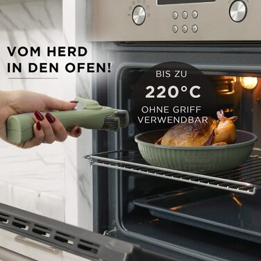 Набір каструль Kasanova Eaziclip 9 шт. з керамічним покриттям, індукційні, знімні ручки, антипригарні, з кришками (зелений)